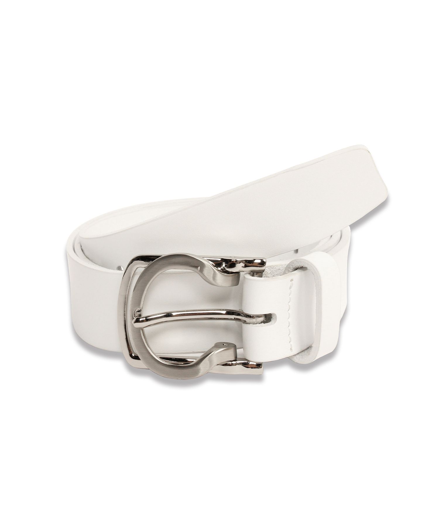 MUSINSA | DOFFJASON Double Head Hard Leather Belt WHITE