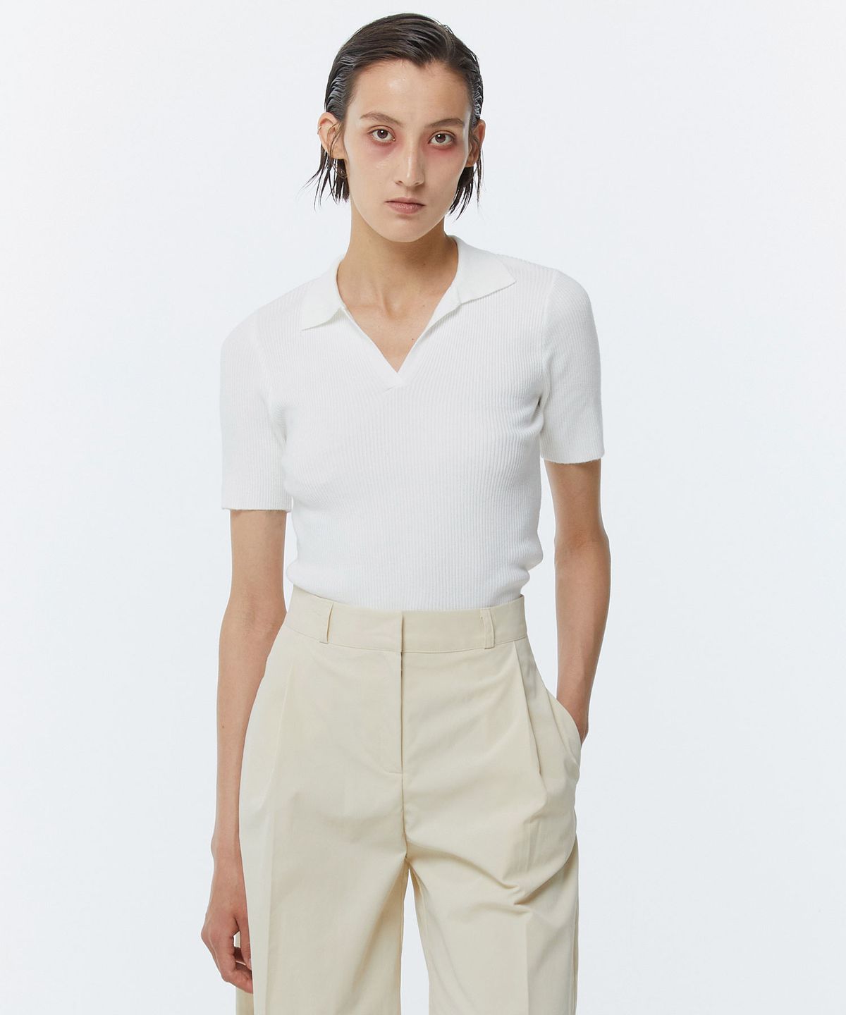 킴도(KIMDOH) WING COLLAR KNIT TOP WHITE