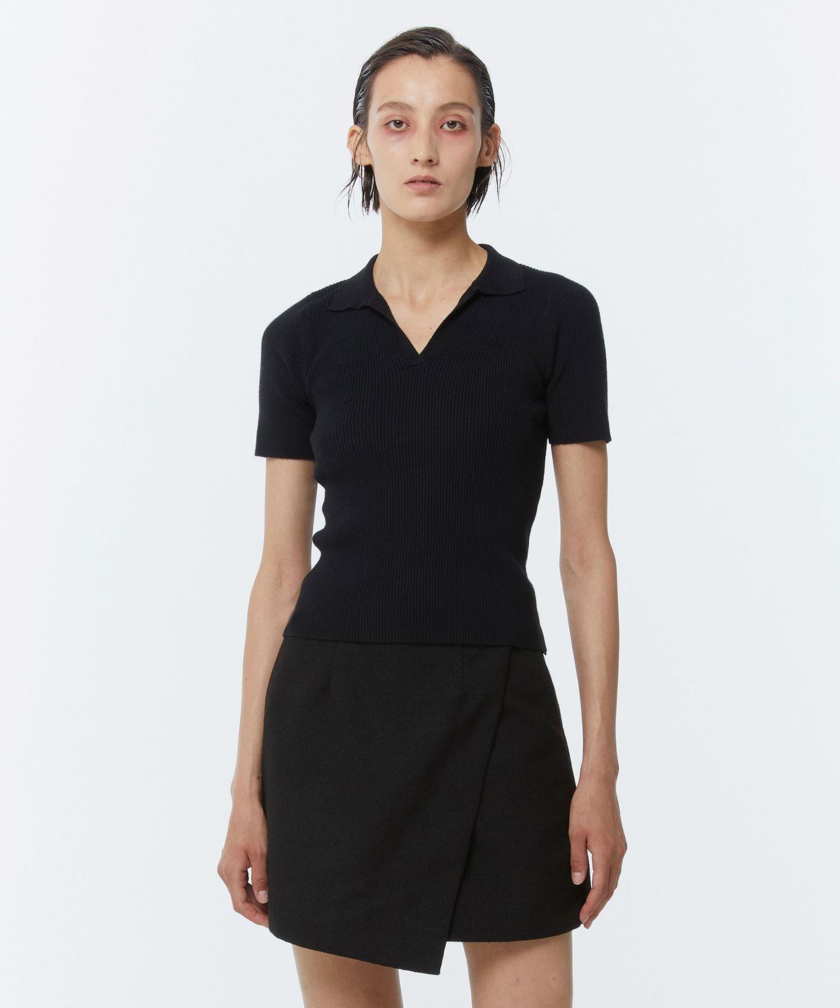 킴도(KIMDOH) WING COLLAR KNIT TOP BLACK