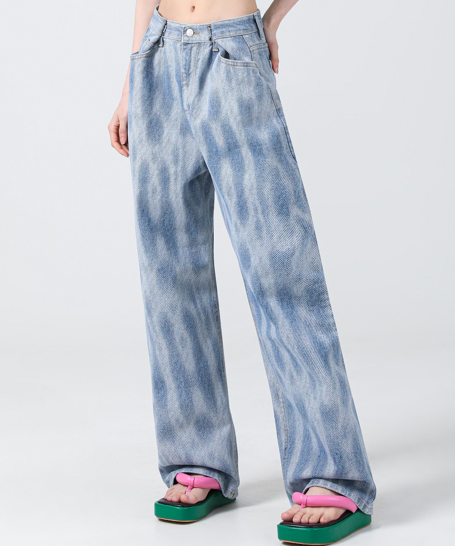 ☆AVANDRESS☆ BUCKLE WIDE DENIM PANTS BLUE AD41PT34BL AVANDRESS BUCKLE WIDE DENIM PANTS