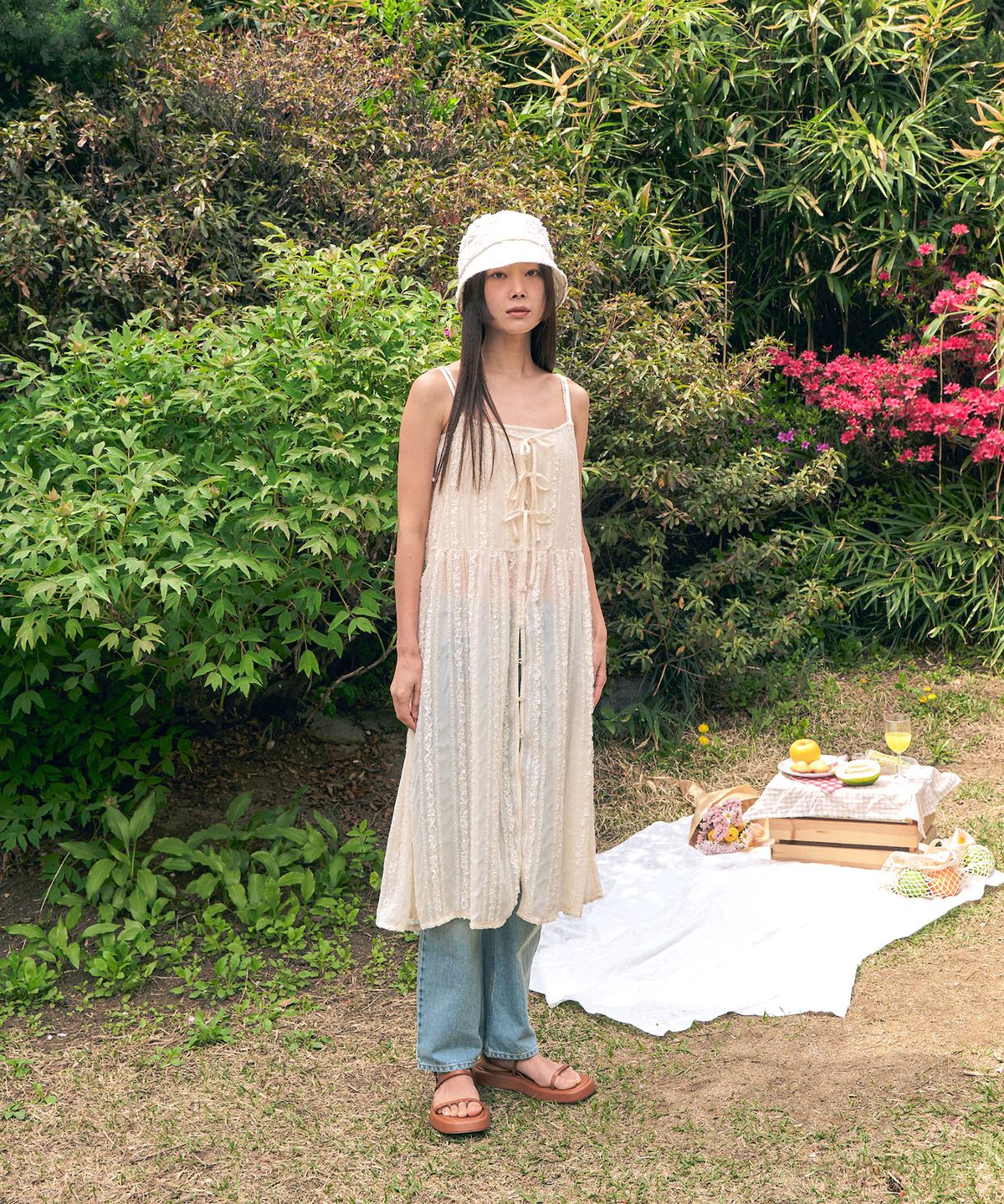 마가린핑거스(MARGARIN FINGERS) LACE CHIFFON ONE PIECE (LIGHT YELLOW)