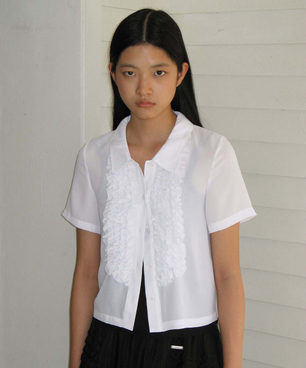 Sinoon ブラウス FRILL HALF BLOUSE MUSINSA公式 | SINOON FRILL HALF BLOUSE (WHITE)