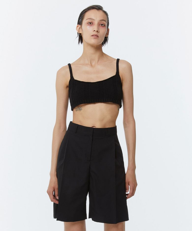 WOOL KNIT TANK TOP BLACK