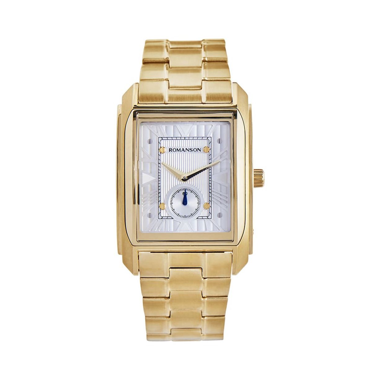 로만손(ROMANSON) 사각 스몰세컨 무브 남성용 메탈 시계 RWTMJM7A2500GOSI0