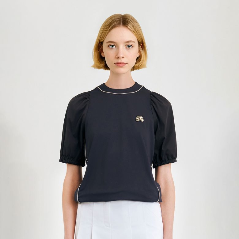 Stretch Puff Sleeve Shirts_Black