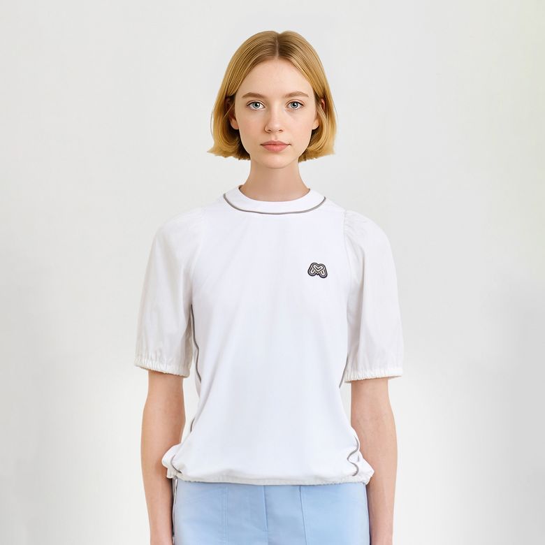 Stretch Puff Sleeve Shirts_White