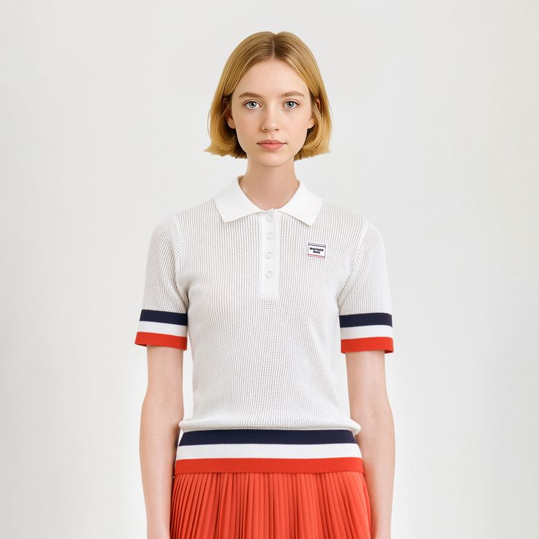 Tricolor Point Collar Sweater_White
