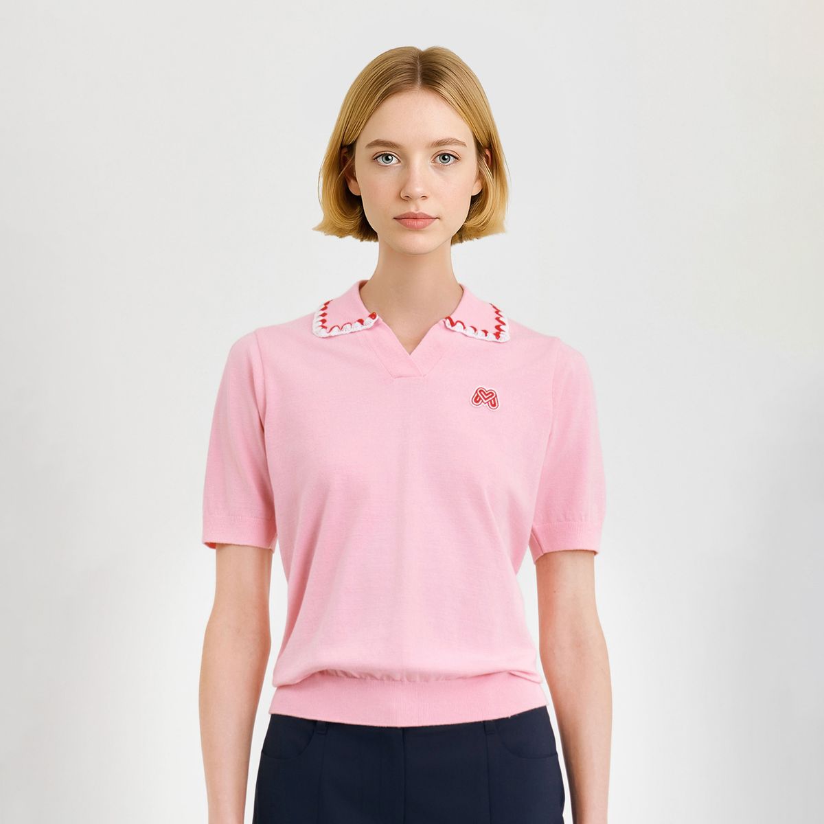 마틴골프(MARTINE GOLF) V-neck Collar Sweater_Pink
