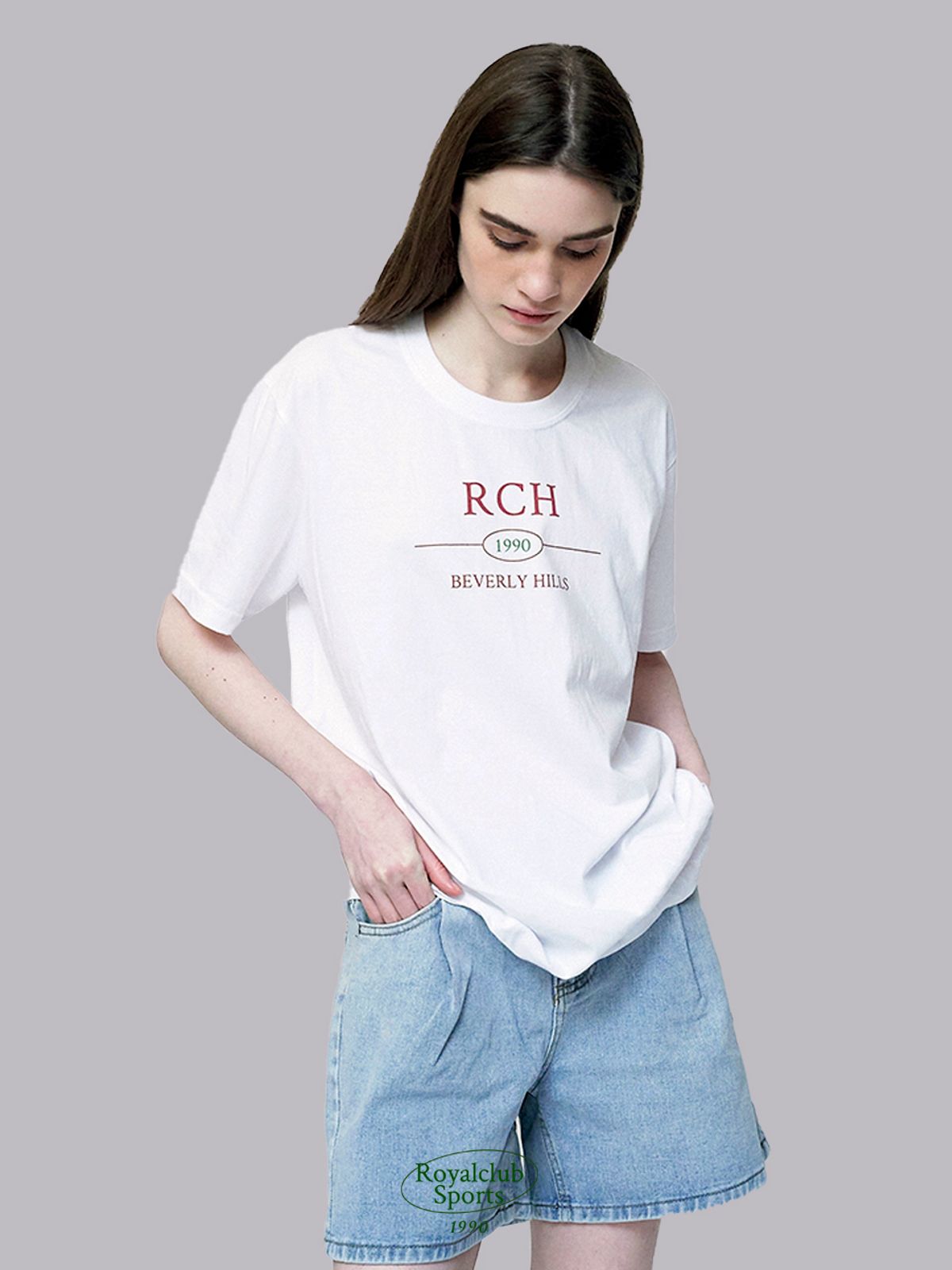 로열클럽홀리데이(ROYAL CLUB HOLIDAY) RCH 베버리힐즈 반팔 티셔츠  화이트