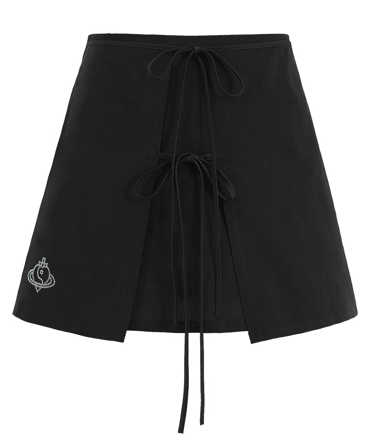 플라즈마스페어(PLASMA SPHERE) APRON SKIRT IN BLACK(랩 미니스커트)