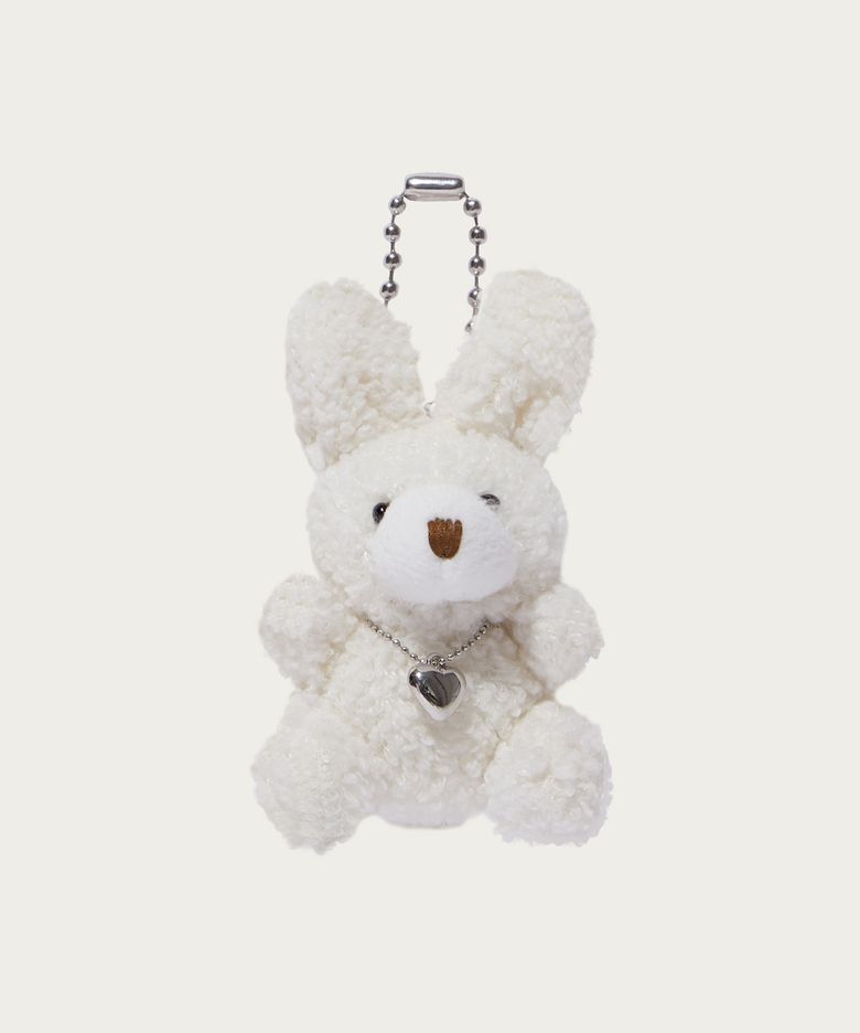 Heart Rabbit Keyring_Ivory