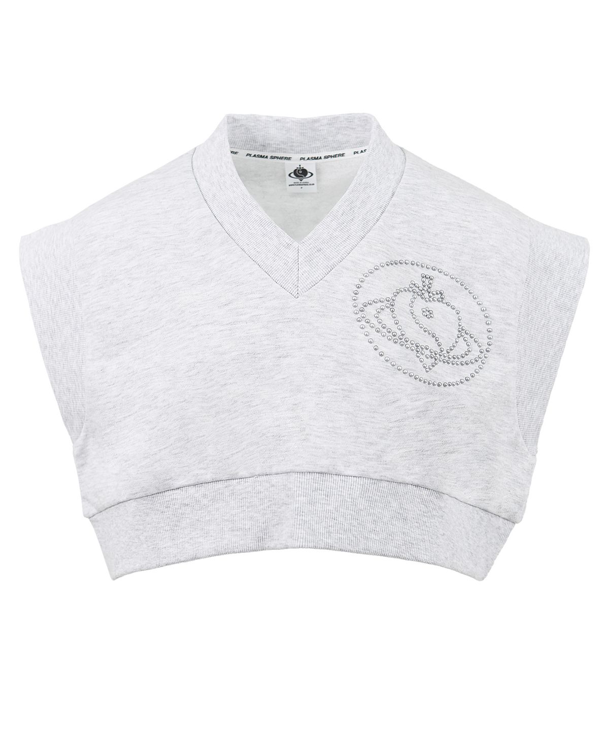 플라즈마스페어(PLASMA SPHERE) PIP TOP IN GREY (슬리브리스 크롭 탑)