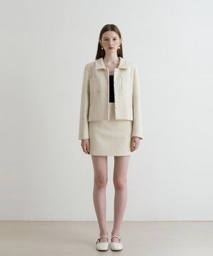 엘라 투포켓 트위드 셋업 - 아이보리