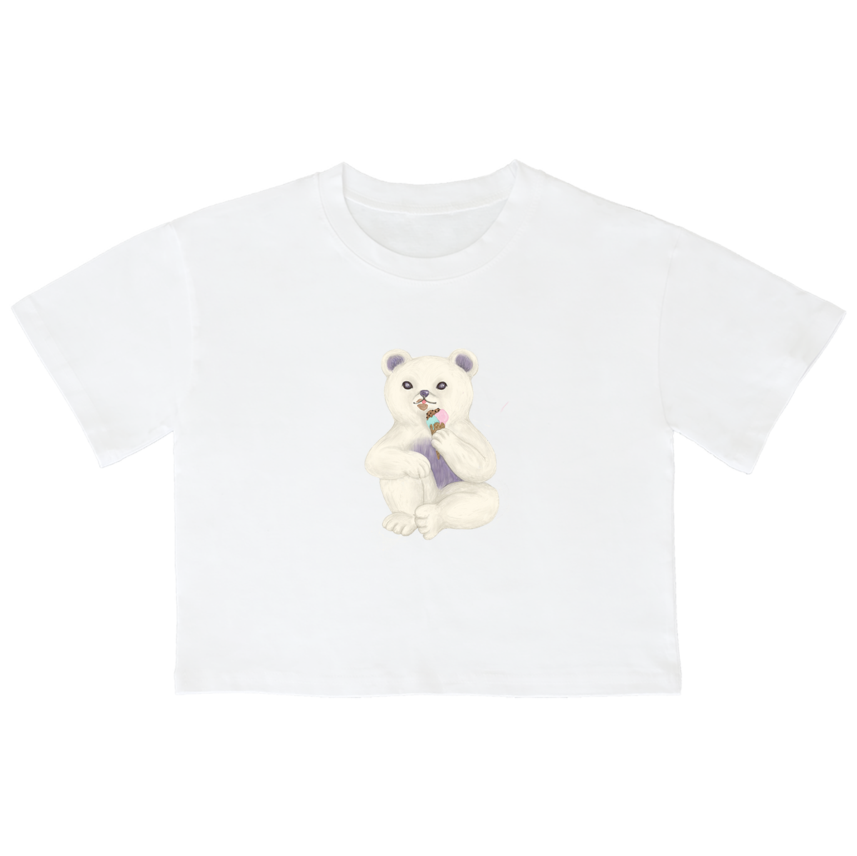 어썸어스(AWESOMEUS) (23SS)ICECREAM BEAR 크롭 반팔 티셔츠 화이트