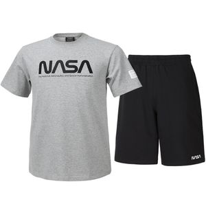 남녀공용 트레이닝 면혼방 반팔티+5부 면반바지 상하세트 [라이트멜란지+블랙]