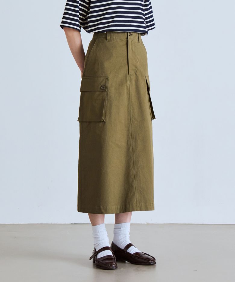 cargo long skirt(womens) olive