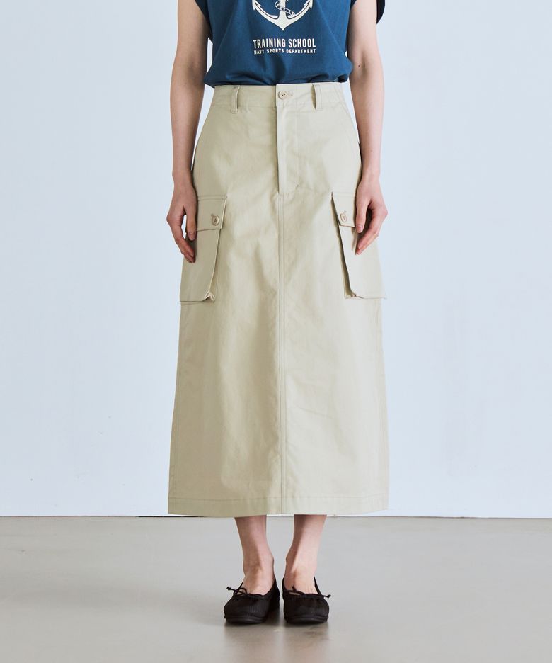 cargo long skirt(womens) beige