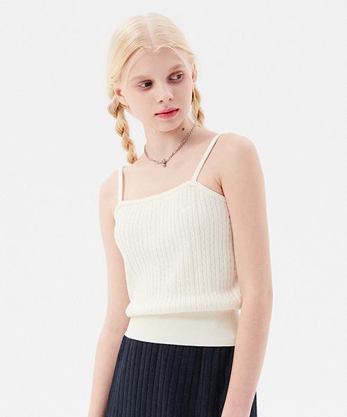 ★2023SS新作★KIRSH★CHERRY CROP KNIT SLEEVELESS MUSINSA | KIRSH Cherry Crop Knit Sleeveless [Ivory]