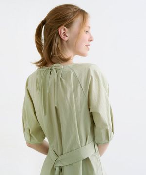 데오 뷔스티에 벌룬 롱 원피스 - 라이트카키