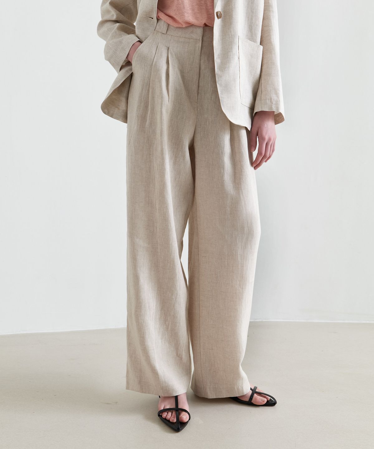 줄리아페페(JULIAPEPE) Signature Real Linen Slacks (Oatmeal)