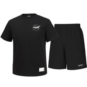 남녀공용 트레이닝 면혼방 반팔티+우븐 5부 반바지 상하세트 [블랙]