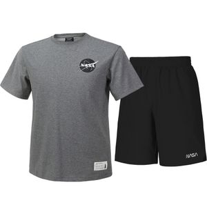 남녀공용 트레이닝 면혼방 반팔티+우븐 5부 반바지 상하세트 [멜란지그레이+블랙]