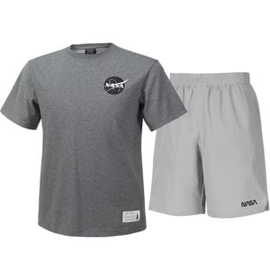 남녀공용 트레이닝 면혼방 반팔티+우븐 5부 반바지 상하세트 [멜란지그레이+라이트그레이]