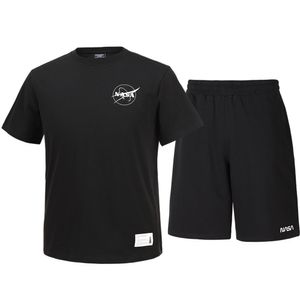 남녀공용 트레이닝 면혼방 반팔티+5부 면반바지 상하세트 [블랙]