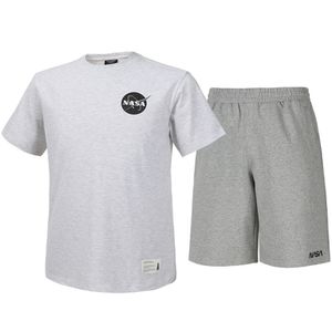 남녀공용 트레이닝 면혼방 반팔티+5부 면반바지 상하세트 [멜란지화이트+라이트멜란지]