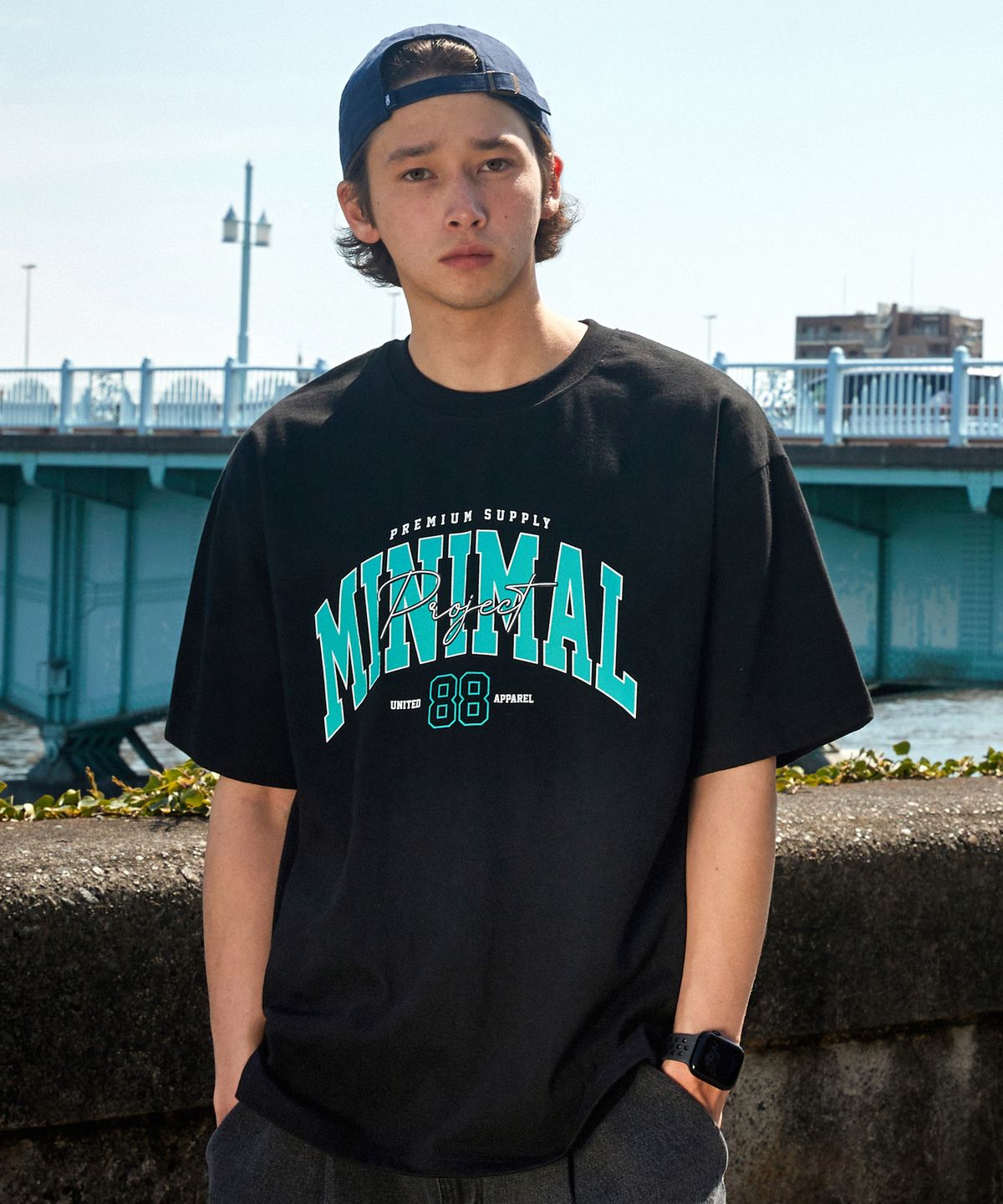 미니멀프로젝트(MINIMALPROJECT) 88 아치 로고 오버핏 반팔티셔츠 MST150 [BLACK]