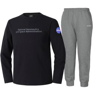 남녀공용 크루넥 긴팔티셔츠+조거팬츠 상하세트 [블랙+멜란지그레이]