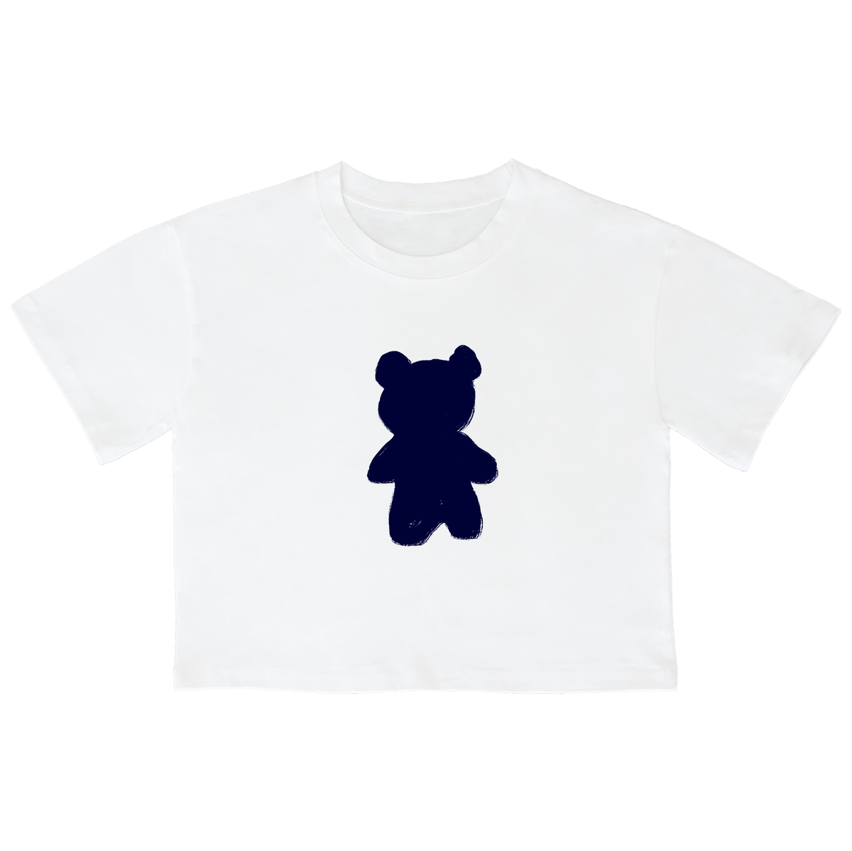 어썸어스(AWESOMEUS) (23SS)SILHOUETTE BEAR NAVY 크롭 반팔 티셔츠 화이트