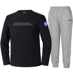 남녀공용 크루넥 긴팔티셔츠+조거팬츠 상하세트 [블랙+라이트멜란지]