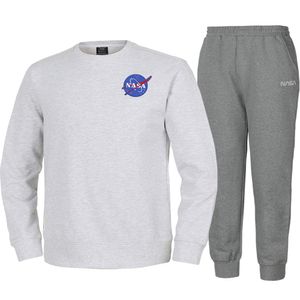 남녀공용 루즈핏 스웨트셔츠 와펜 맨투맨 +조거팬츠 상하세트 [멜란지화이트+멜란지그레이]