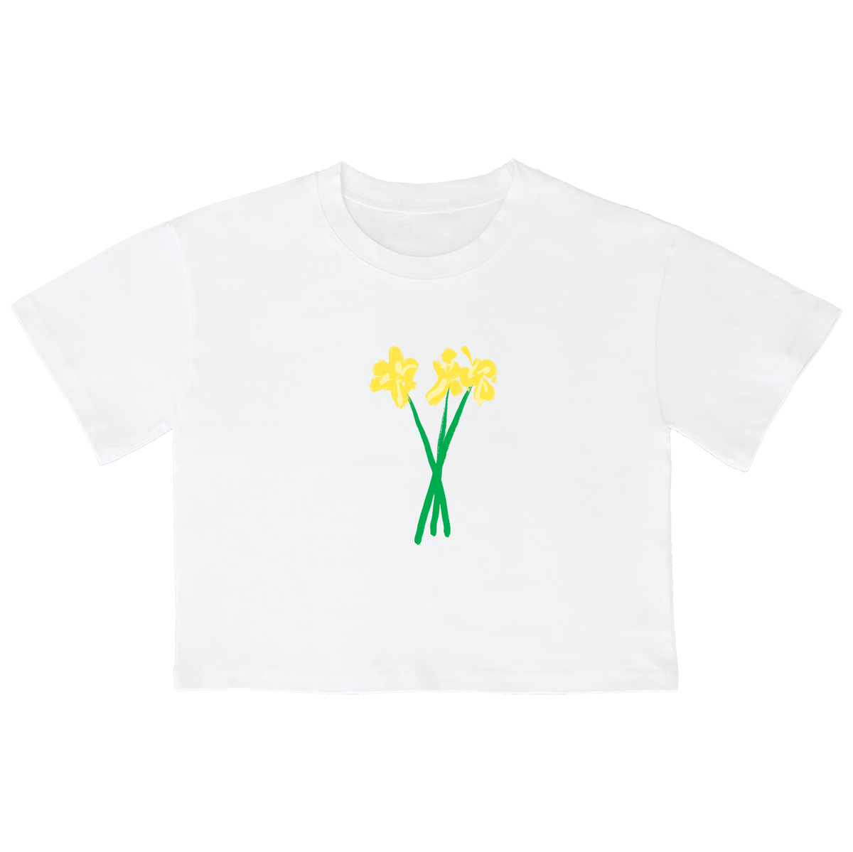 어썸어스(AWESOMEUS) (23SS)YELLOW FLOWER 크롭 반팔 티셔츠 화이트
