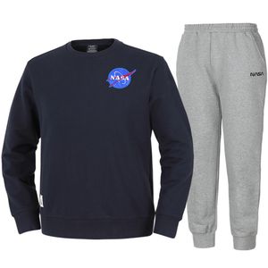 남녀공용 루즈핏 스웨트셔츠 와펜 맨투맨 +조거팬츠 상하세트 [네이비+라이트멜란지]