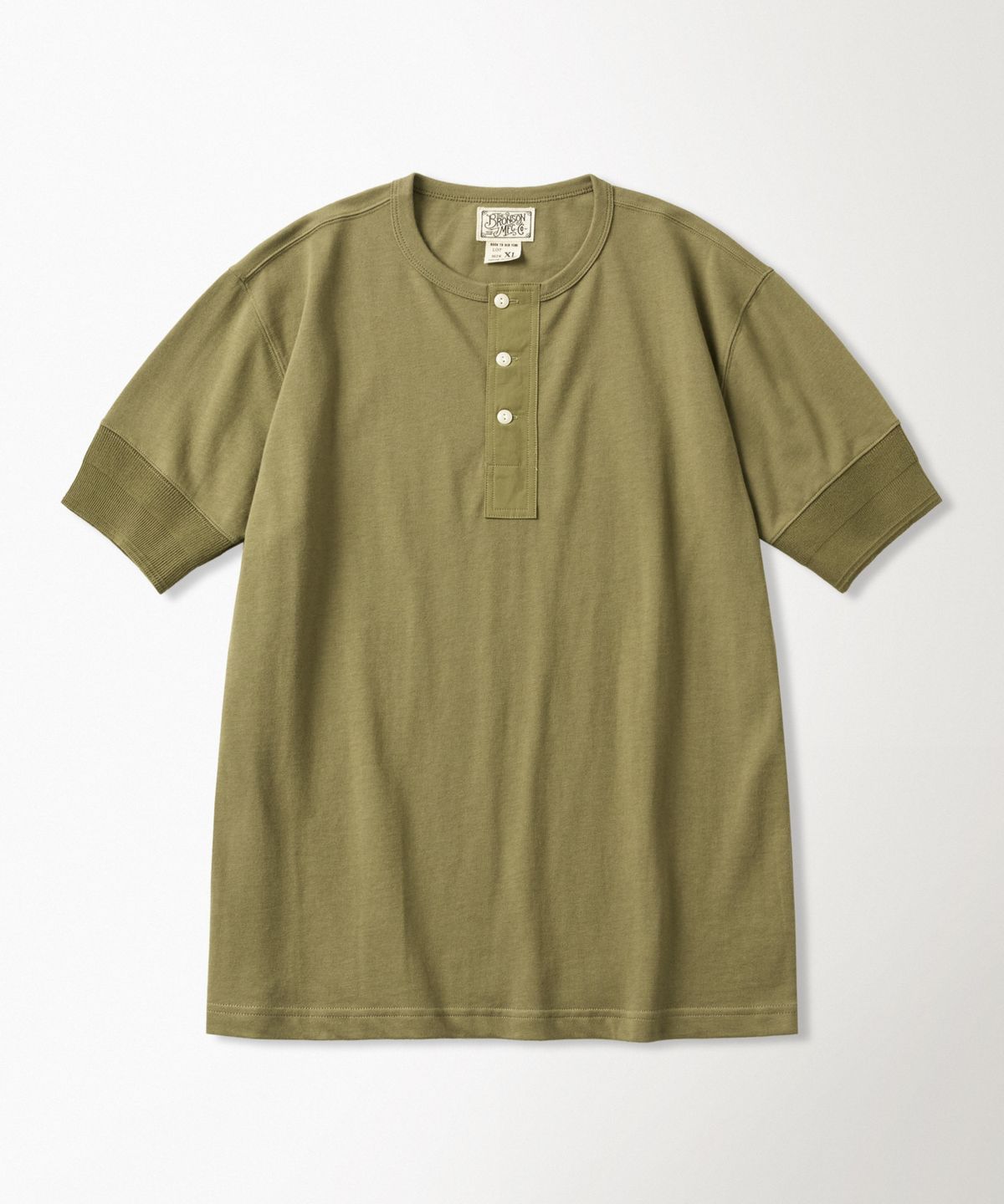브론슨(BRONSON) Vintage Short Sleeve Henley Tee Green