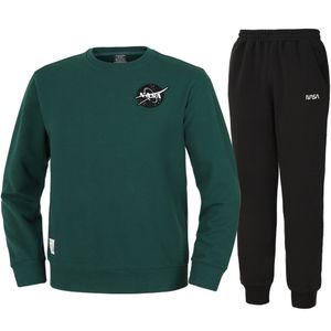 남녀공용 루즈핏 스웨트셔츠 와펜 맨투맨 +조거팬츠 상하세트 [그린+블랙]