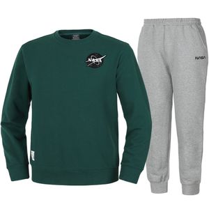 남녀공용 루즈핏 스웨트셔츠 와펜 맨투맨 +조거팬츠 상하세트 [그린+라이트멜란지]