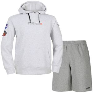 남녀공용 스탠다드 스웨트 와펜 후드티 +5부 면반바지 상하세트 [멜란지화이트+라이트멜란지]