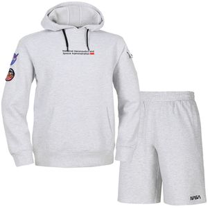 남녀공용 스탠다드 스웨트 와펜 후드티 +5부 면반바지 상하세트 [멜란지화이트]