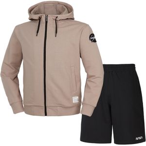 남녀공용 스탠다드 스웨트  후드집업 자켓 +5부 면반바지 상하세트 [베이지+블랙]