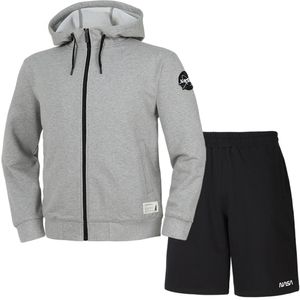 남녀공용 스탠다드 스웨트  후드집업 자켓 +5부 면반바지 상하세트 [라이트멜란지+블랙]