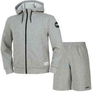 남녀공용 스탠다드 스웨트  후드집업 자켓 +5부 면반바지 상하세트 [라이트멜란지]