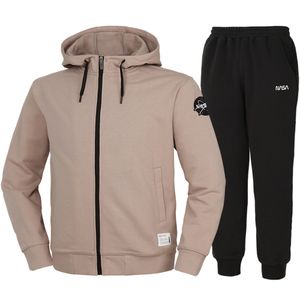 남녀공용 스탠다드 스웨트  후드집업 자켓 +조거팬츠 상하세트 [베이지+블랙]