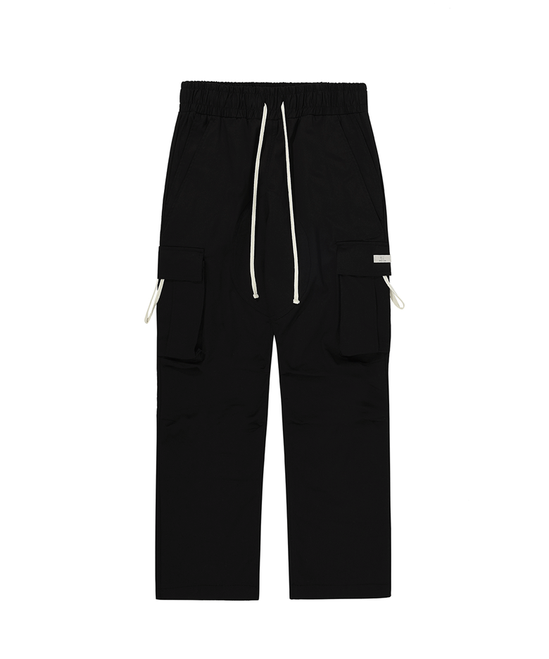 EIGHT CARGO POCKETS PANTS-BLACK