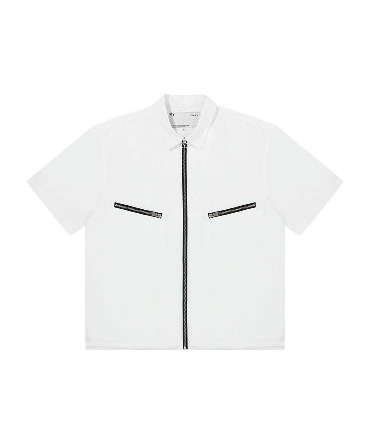 오픈야드(오와이)(OPENYARD(OY)) V ZIPPER POCKETS HALF SHIRTS-WHITE