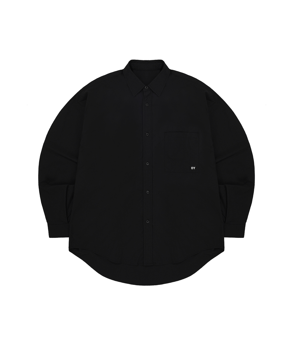 오픈야드(오와이)(OPENYARD(OY)) BACK ROUND CUT-OUT SHIRTS-BLACK