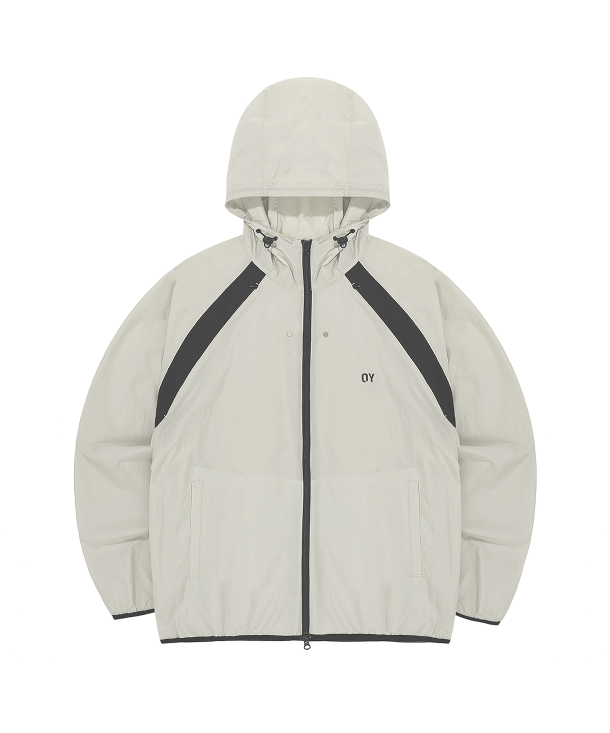 오픈야드(오와이)(OPENYARD(OY)) CURVED ZIPPER WIND BREAKER JACKET-CREAM