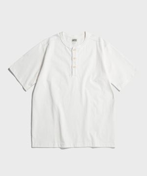 10.6 oz Cotton Short Sleeve Henley Tee White